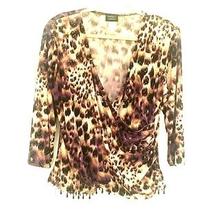 Blouse sequined with beaded tassles on bottom